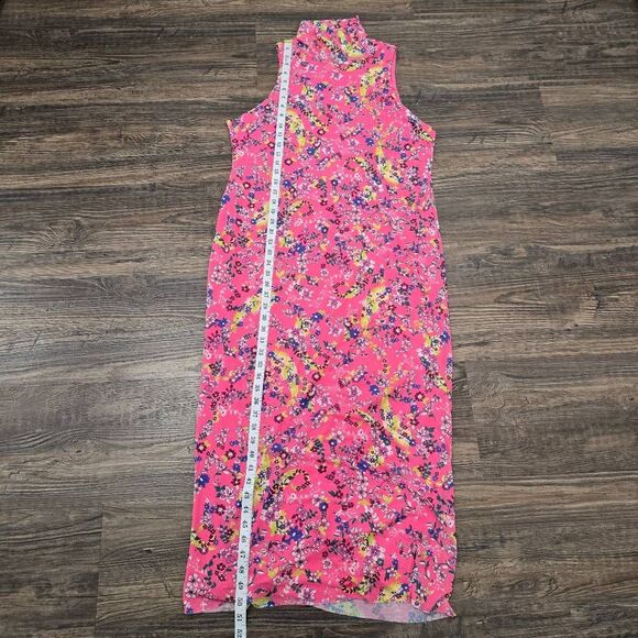 AFRM Pink Floral Mock Neck Midi Dress Size 1X NWT | Sleeveless Stretch Bodycon - Picture 9 of 10
